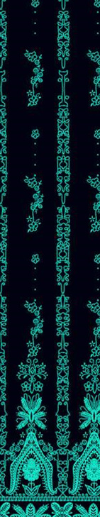 青绿色复古藤蔓纹面料印花素材,适用于服装印花设计