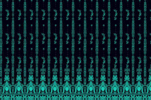 青绿色民族风竖条纹面料印花素材，适用于服装印花设计