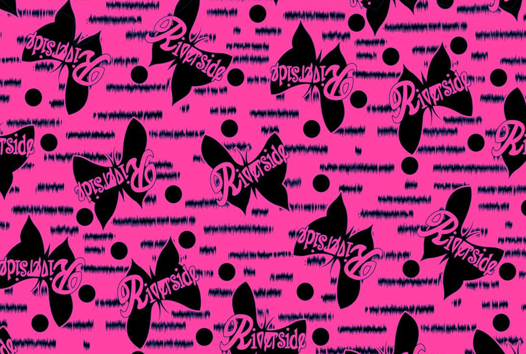 高对比度蝴蝶字母印花面料素材,适用于潮流服装印花设计