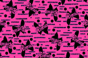 高对比度蝴蝶字母印花面料素材，适用于潮流服装印花设计