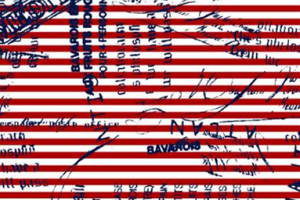 红白条纹手写涂鸦风面料印花素材，适用于休闲服装印花设计