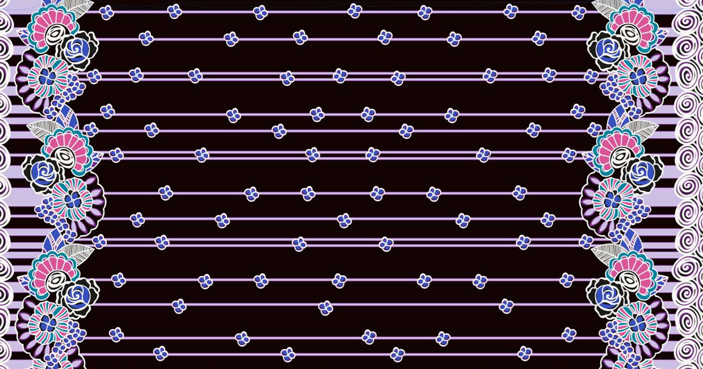 复古花卉边框面料印花素材,适用于服装印花设计与数码印染