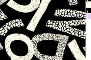 黑白裂纹字母肌理面料印花素材，适用于潮牌服装印花设计