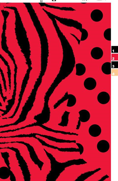 红底黑纹斑马条纹+波点组合面料印花素材,适用于服装印花设计