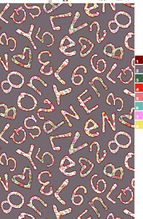 多彩字母心形混搭面料印花素材,适用于时尚服装印花设计