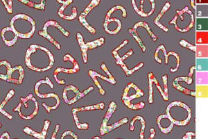 多彩字母心形混搭面料印花素材，适用于时尚服装印花设计