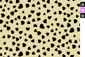 黑心形散点图案面料印花素材，适用于休闲服装印花设计