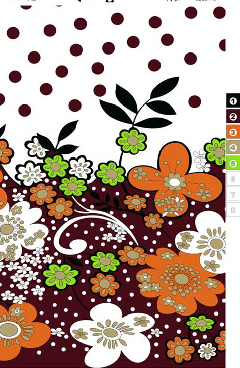 复古波点花卉面料印花素材,适用于服装印花设计与数码印染