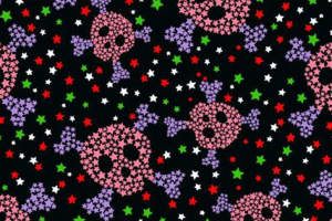 复古波普风骷髅星点面料印花素材，适用于潮牌服装印花设计