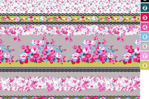 复古玫瑰条纹面料印花素材，适用于服装印花设计与成衣开发