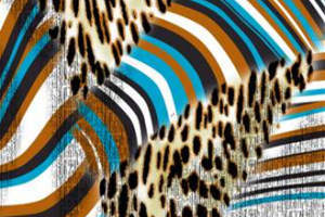 豹纹与流线条纹融合的服装印花素材，适用于时尚女装面料印花设计