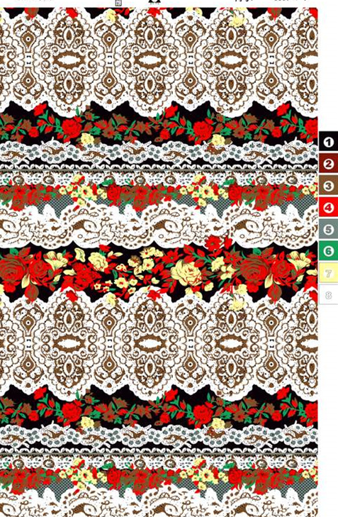 复古蕾丝花卉面料印花素材,适用于服装印花设计与成衣装饰