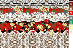 复古蕾丝花卉面料印花素材，适用于服装印花设计与成衣装饰