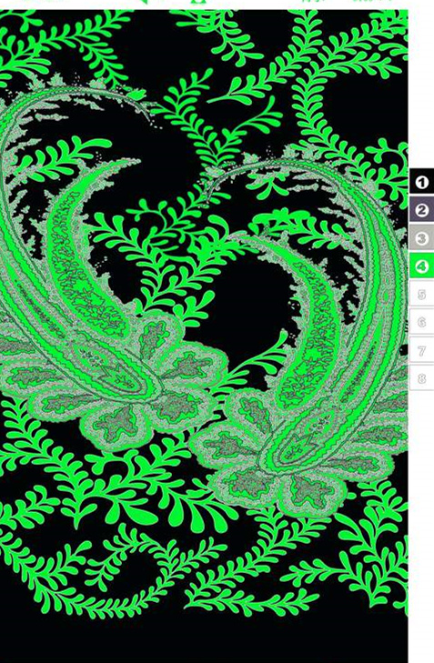 荧光绿佩斯利藤蔓面料印花素材,适用于时尚服装印花设计