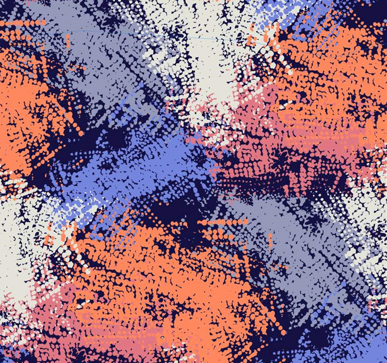 抽象点阵风面料印花素材,适用于潮流服装印花设计