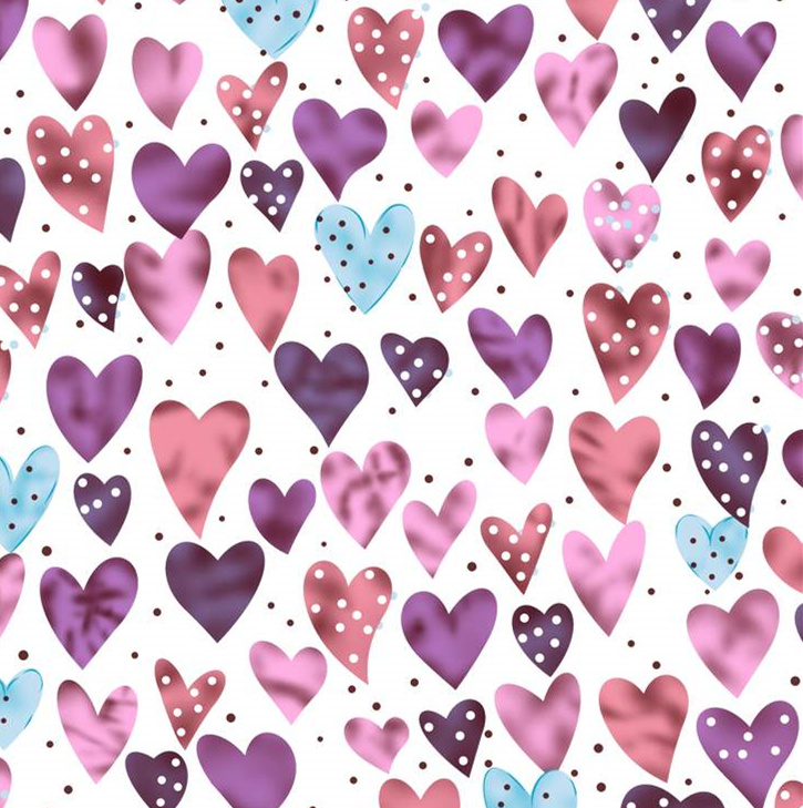 浪漫心形波点面料印花素材,适用于少女风服装印花设计