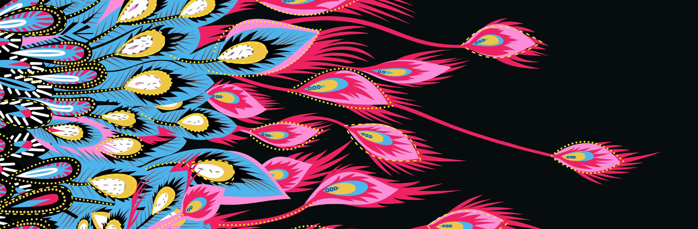 高饱和度孔雀羽纹面料印花素材,适用于时尚服装印花设计