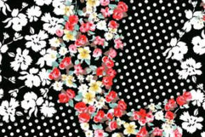 复古花卉波点拼接面料印花素材，适用于服装印花设计