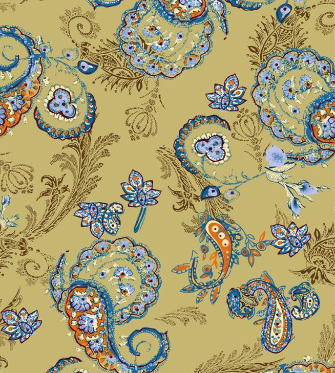 复古佩斯利花纹面料印花素材,适用于服装印花设计与高端服饰定制