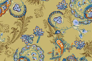 复古佩斯利花纹面料印花素材，适用于服装印花设计与高端服饰定制