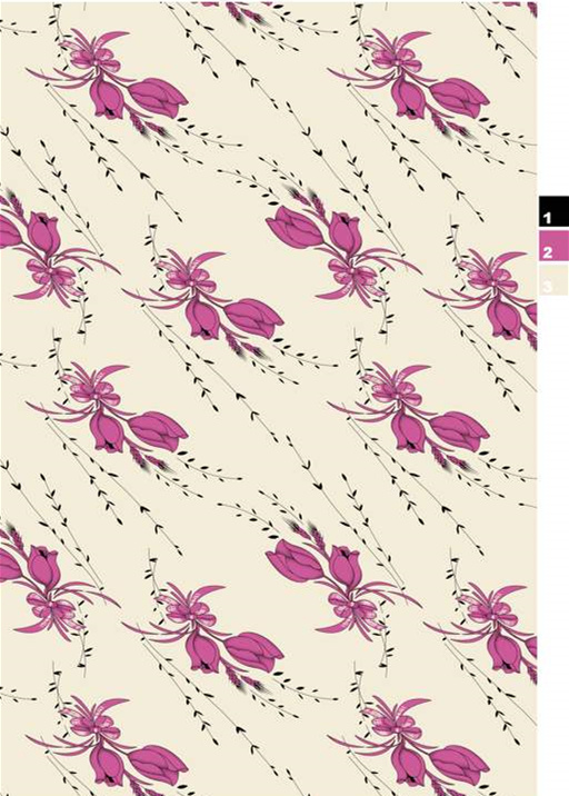 复古紫藤花卉面料印花素材,适用于服装印花设计与数码印染