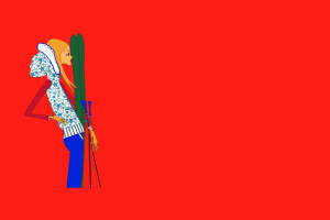 简约插画风滑雪主题面料印花，适用于冬季服装印花设计素材