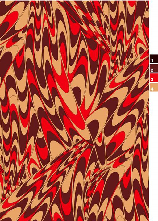 抽象流体红棕配色面料印花素材,适用于服装印花设计