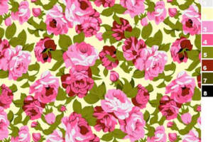 复古粉红玫瑰面料印花素材，适用于服装印花设计与成衣定制