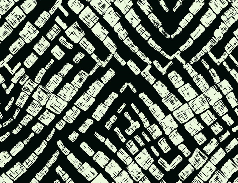 抽象几何线条面料印花素材,适用于现代服装印花设计