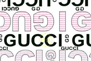 GUCCI字母波点拼接面料印花素材，适用于服装印花设计