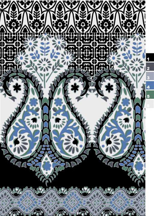 经典佩斯利花卉面料印花素材,适用于服装印花设计与数码印染