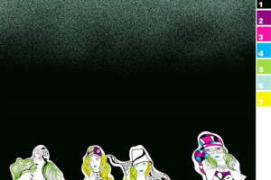 复古波普风人物插画面料印花素材，适用于服装印花设计