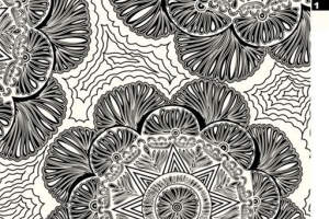 黑白几何花卉面料印花素材，适用于服装印花设计与高端定制