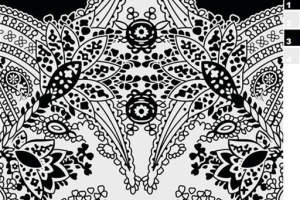 经典黑白佩斯利面料印花素材，适用于服装印花设计与数码印制