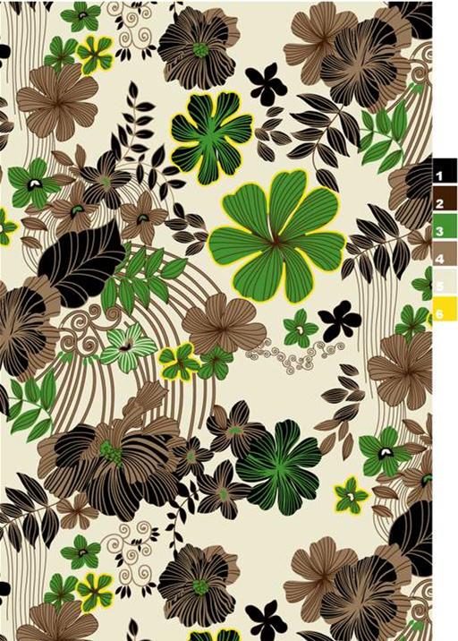 复古植物风面料印花素材,适用于服装印花设计的高清花型图案