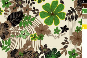 复古植物风面料印花素材，适用于服装印花设计的高清花型图案