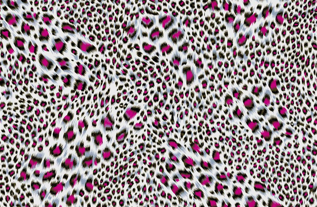 高对比度粉黑豹纹面料印花素材,适用于时尚服装印花设计
