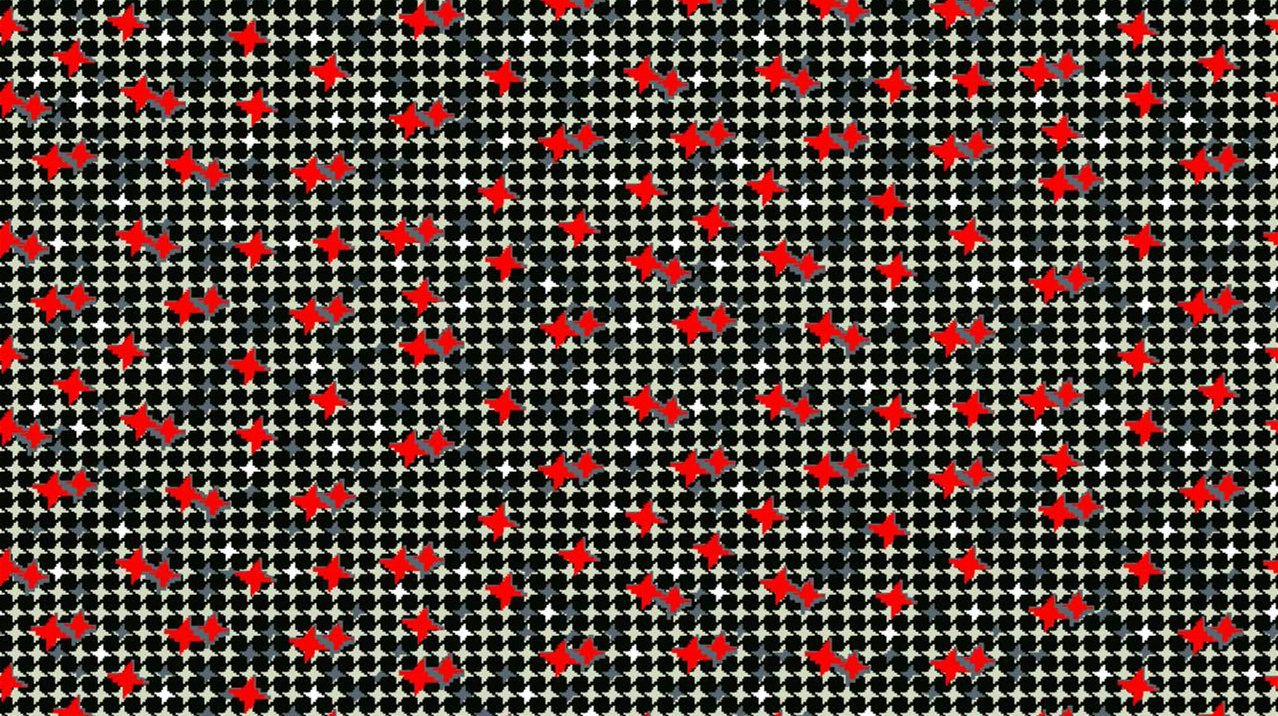 经典千鸟格底纹搭配红色星形印花面料印花素材