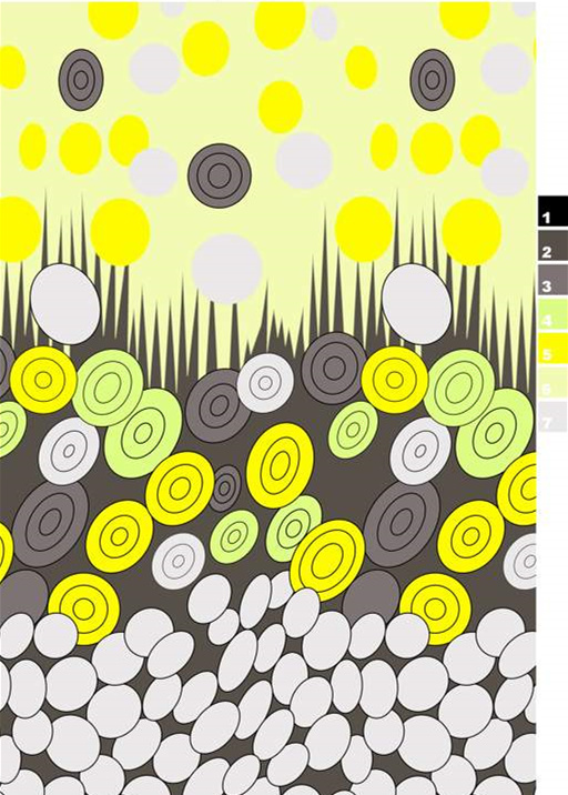 抽象几何圆环面料印花素材,适用于春夏服装印花设计