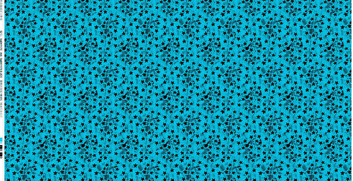 蓝底黑星抽象纹理面料印花素材,适用于休闲服装印花设计