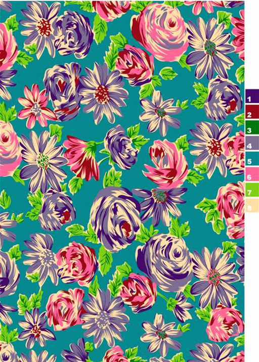 复古花卉面料印花素材,适用于服装印花设计的高清花型图案