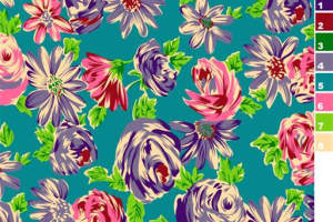 复古花卉面料印花素材，适用于服装印花设计的高清花型图案