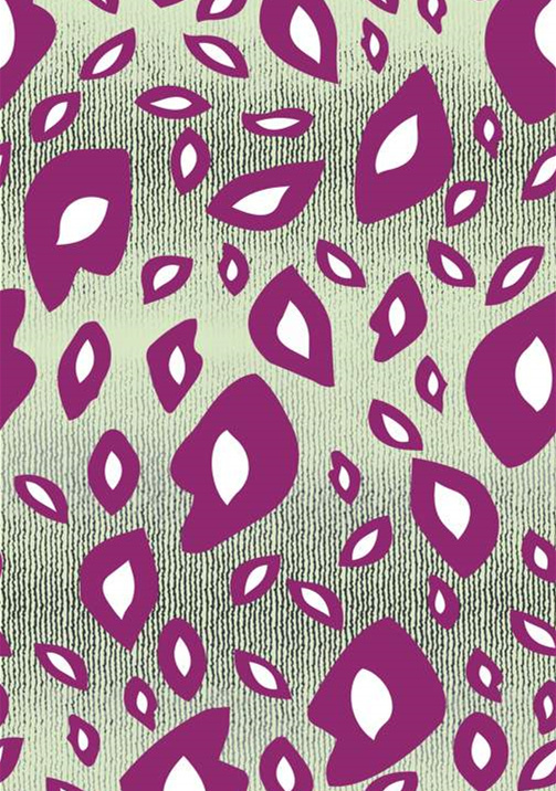 紫绿撞色抽象叶形面料印花素材,适用于时尚服装印花设计
