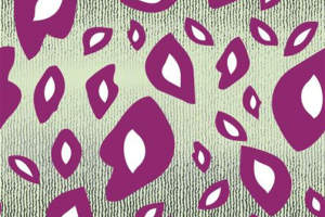 紫绿撞色抽象叶形面料印花素材，适用于时尚服装印花设计