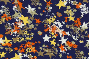 深蓝底星芒撞色面料印花素材，适用于休闲服装印花设计