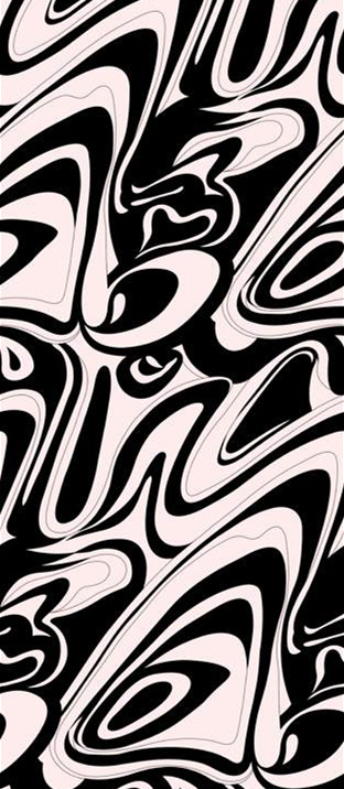 黑白流动抽象面料印花素材,适用于服装印花设计的高辨识度花型