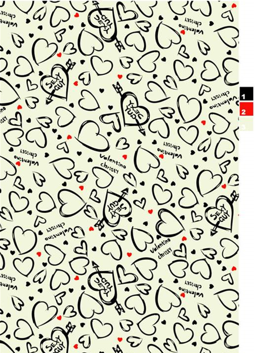 手绘爱心箭头风面料印花素材,适用于情侣装与节日服装印花设计