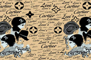 复古波普风面料印花素材，适用于服装印花设计与时尚图案开发