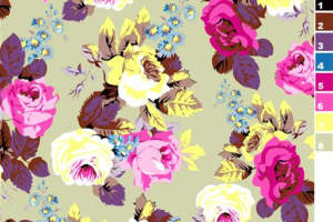 复古玫瑰花卉面料印花素材，适用于服装印花设计与数码印染