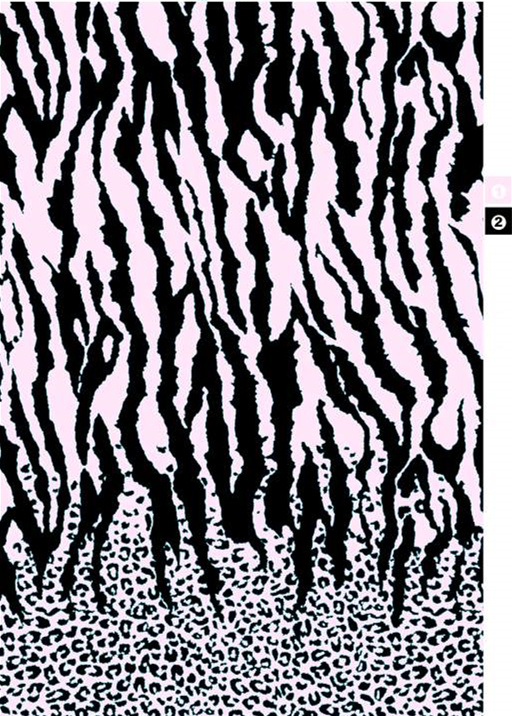 黑白斑马纹与豹纹拼接面料印花素材,适用于时尚服装印花设计